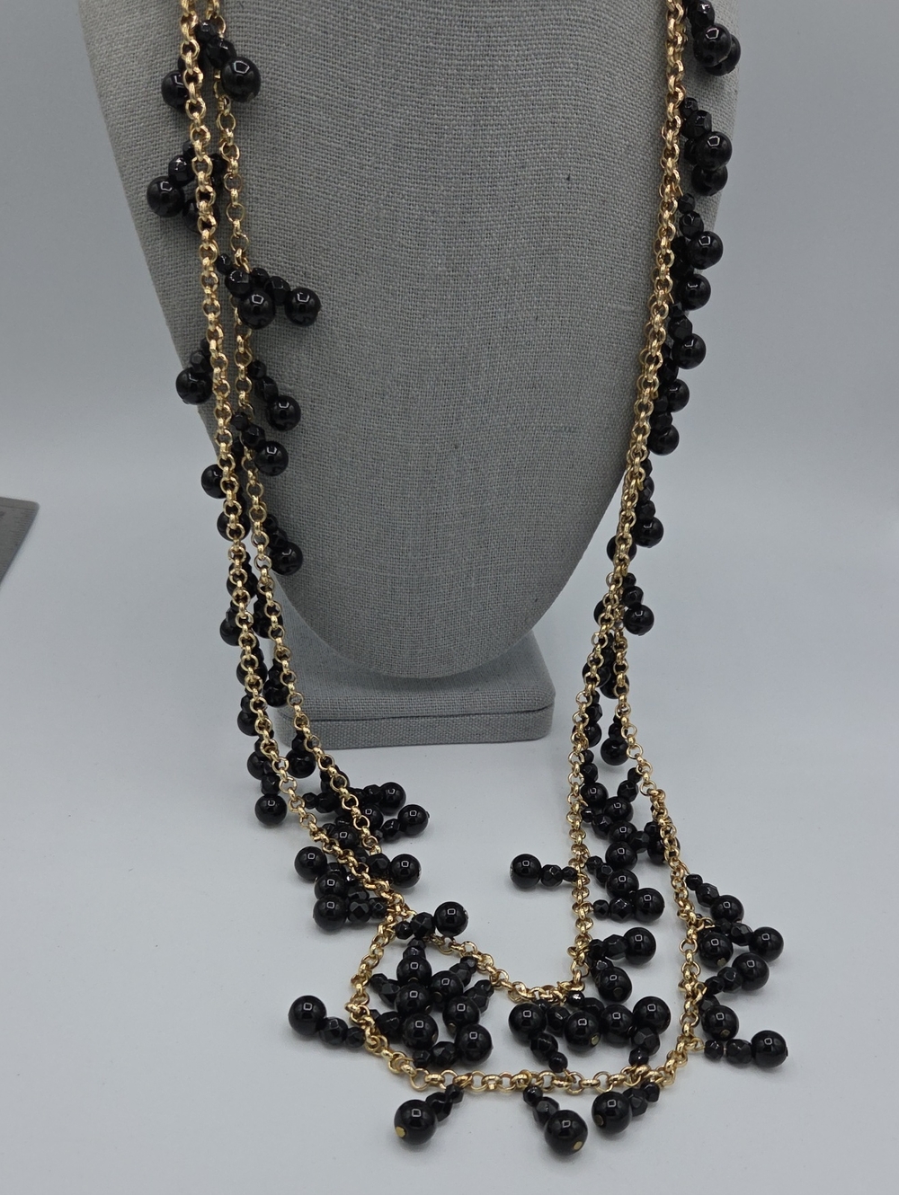 5 for $25! J. Crew Gold Tone Chain Necklace with Black Bead Drops